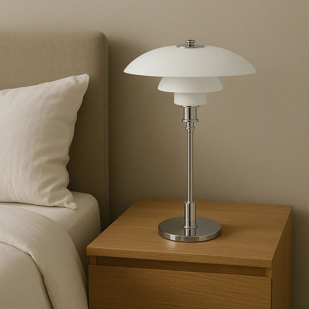 Nordycka lampa stołowa ze szkła z ciepłym światłem