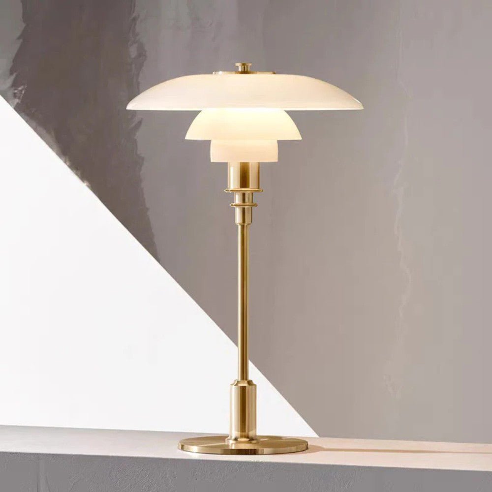 Nordycka lampa stołowa ze szkła z ciepłym światłem