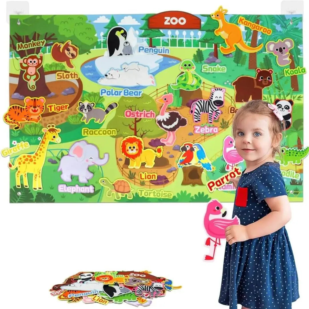 Panel sensoryczny z filcu farma Montessori – StoryFelt™