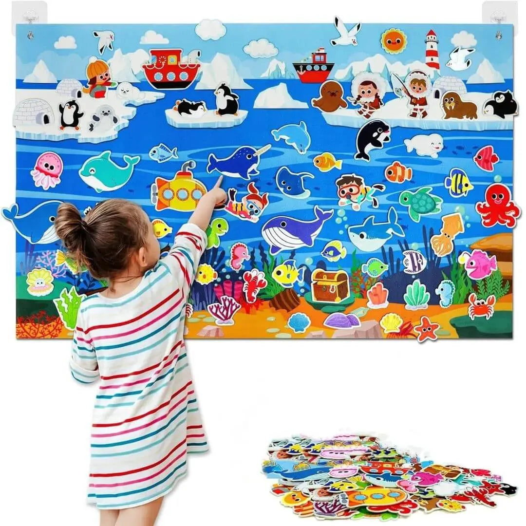 Panel sensoryczny z filcu farma Montessori – StoryFelt™