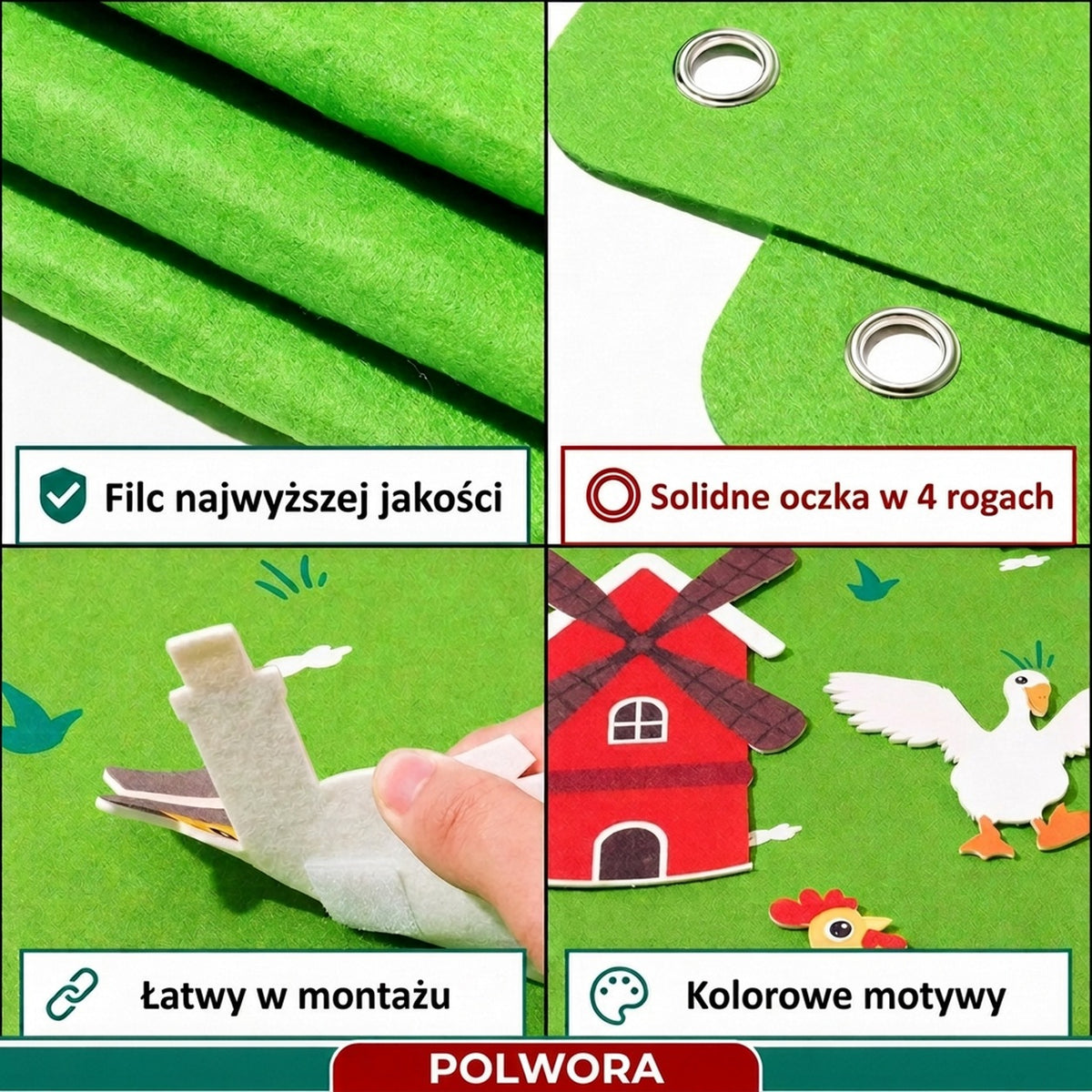 Panel sensoryczny z filcu farma Montessori – StoryFelt™