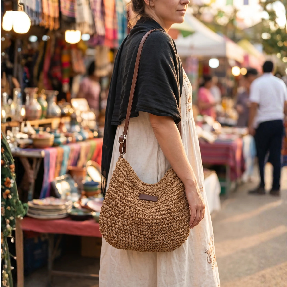 Pojemna torba na ramię w stylu boho Polwora