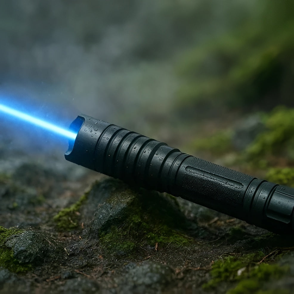Potężna taktyczna latarka laserowa do survivalu i rozpalania ognia