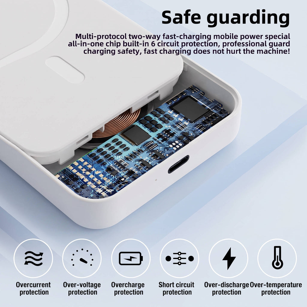 Powerbank z szybkim ładowaniem 22,5 W, przenośna ładowarka bezprzewodowa, mini powerbank do smartfonów