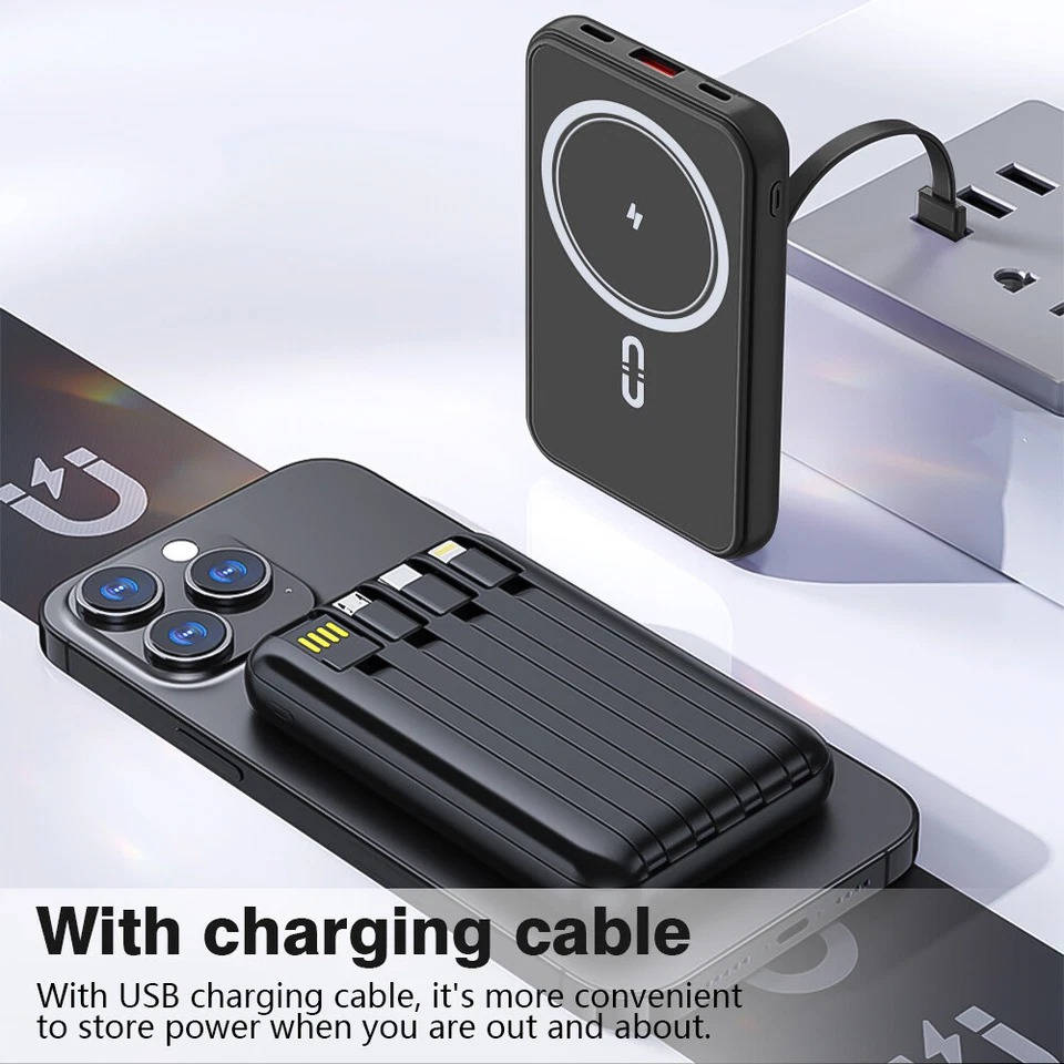 Powerbank z szybkim ładowaniem 22,5 W, przenośna ładowarka bezprzewodowa, mini powerbank do smartfonów