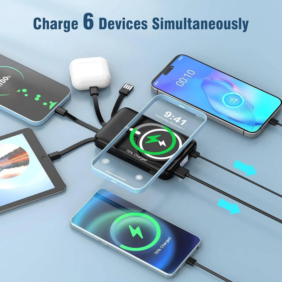 Powerbank z szybkim ładowaniem 22,5 W, przenośna ładowarka bezprzewodowa, mini powerbank do smartfonów