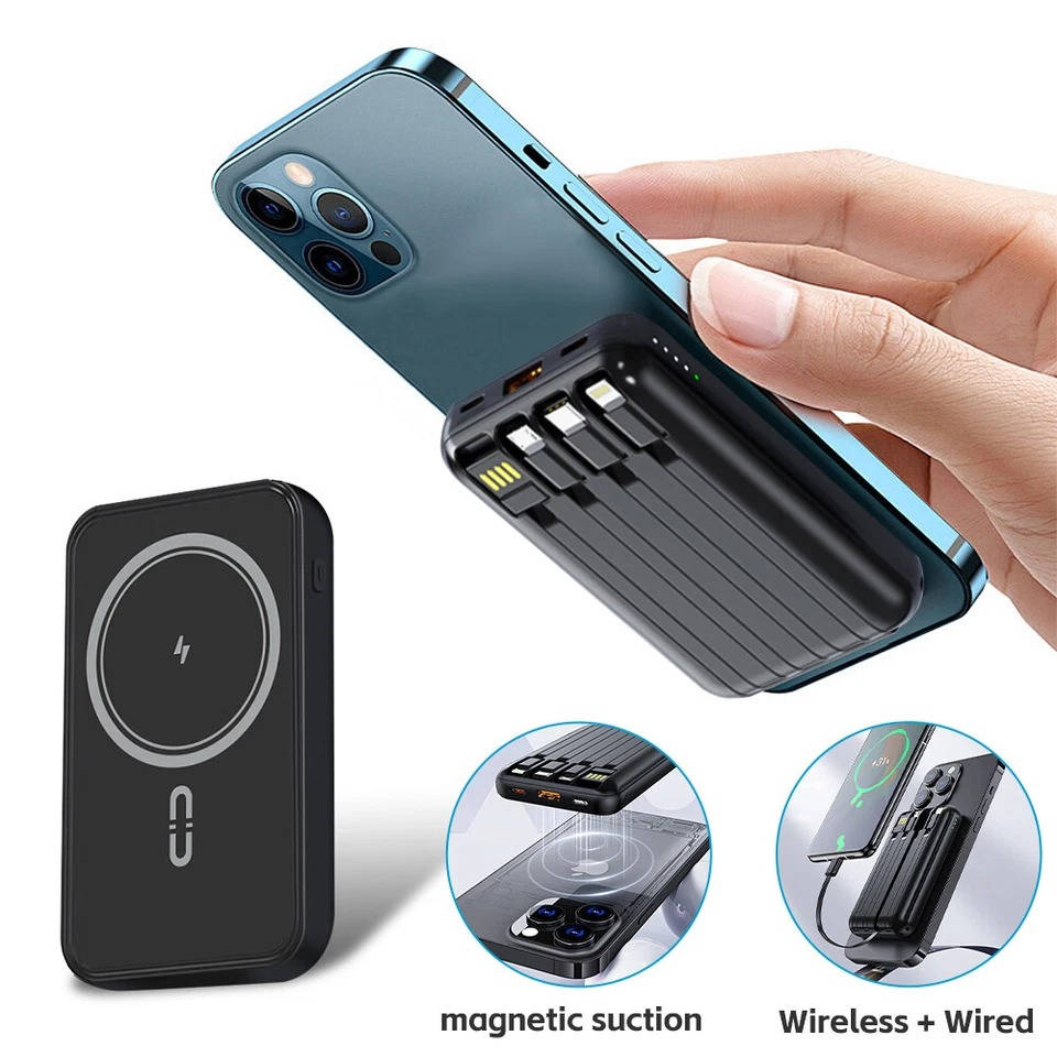 Powerbank z szybkim ładowaniem 22,5 W, przenośna ładowarka bezprzewodowa, mini powerbank do smartfonów
