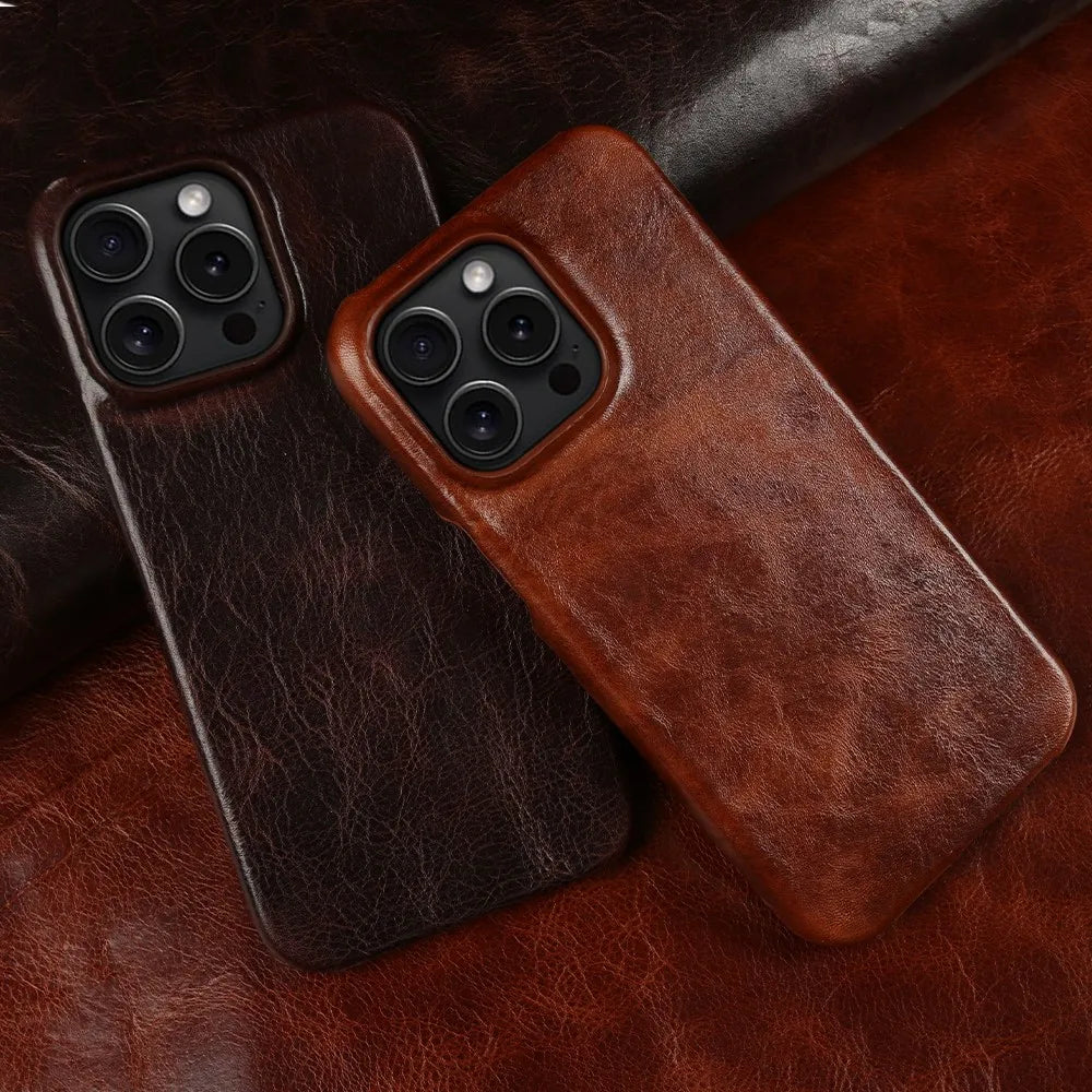 Ręcznie robione etui ze skóry bydlęcej do iPhone'a
