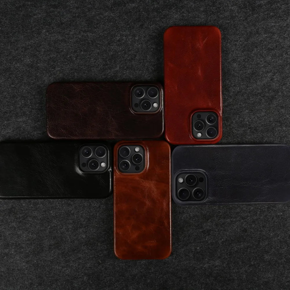 Ręcznie robione etui ze skóry bydlęcej do iPhone'a