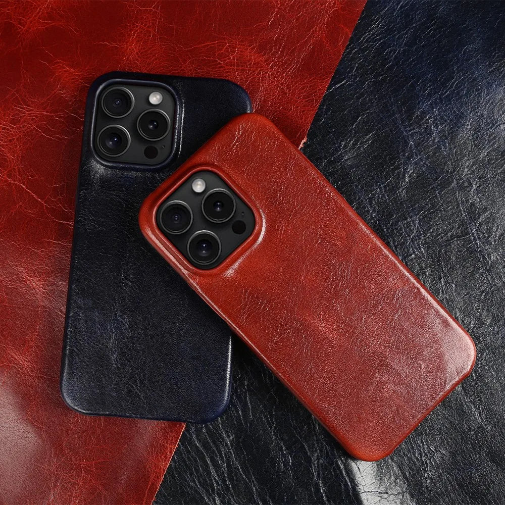 Ręcznie robione etui ze skóry bydlęcej do iPhone'a