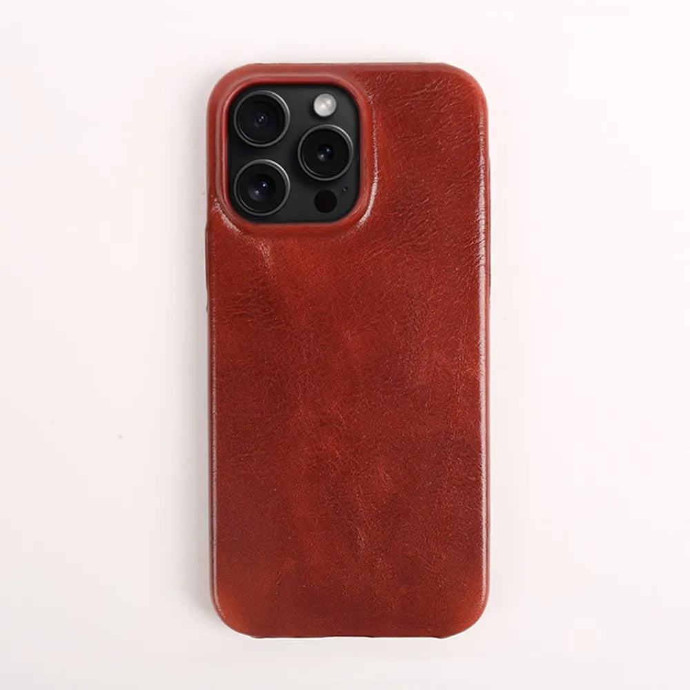 Ręcznie robione etui ze skóry bydlęcej do iPhone'a