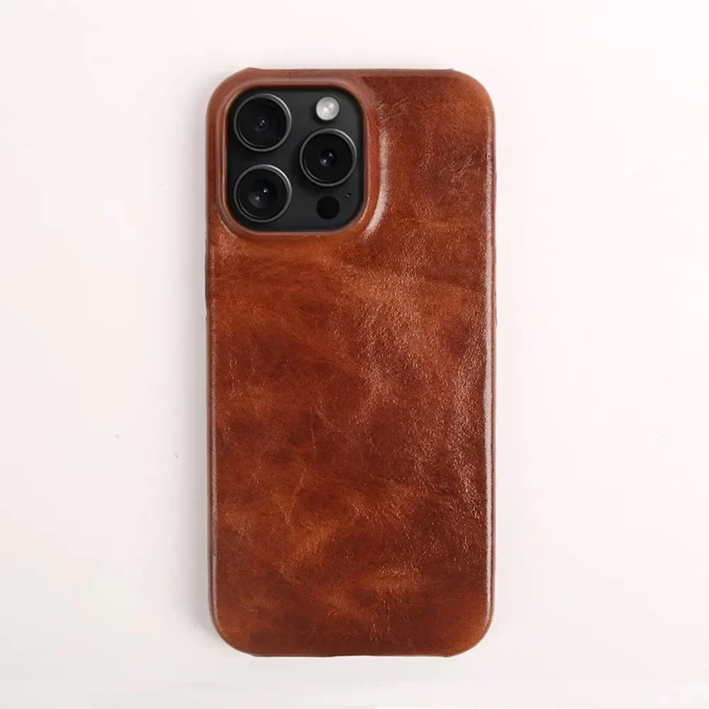 Ręcznie robione etui ze skóry bydlęcej do iPhone'a