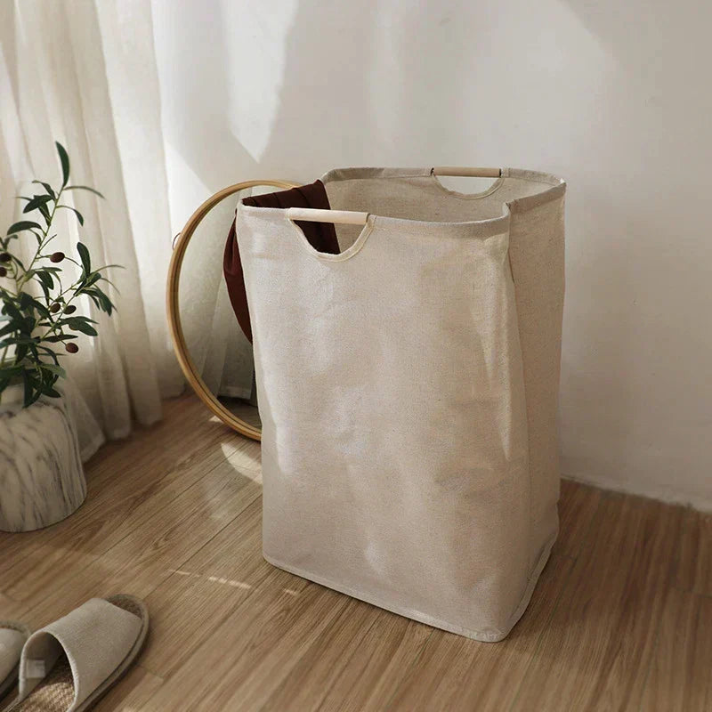 Składany kosz do przechowywania z bawełny i lnu w stylu japońskim