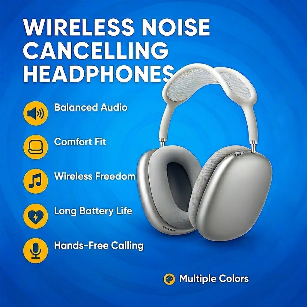 Słuchawki bezprzewodowe nauszne Bluetooth z redukcją szumów