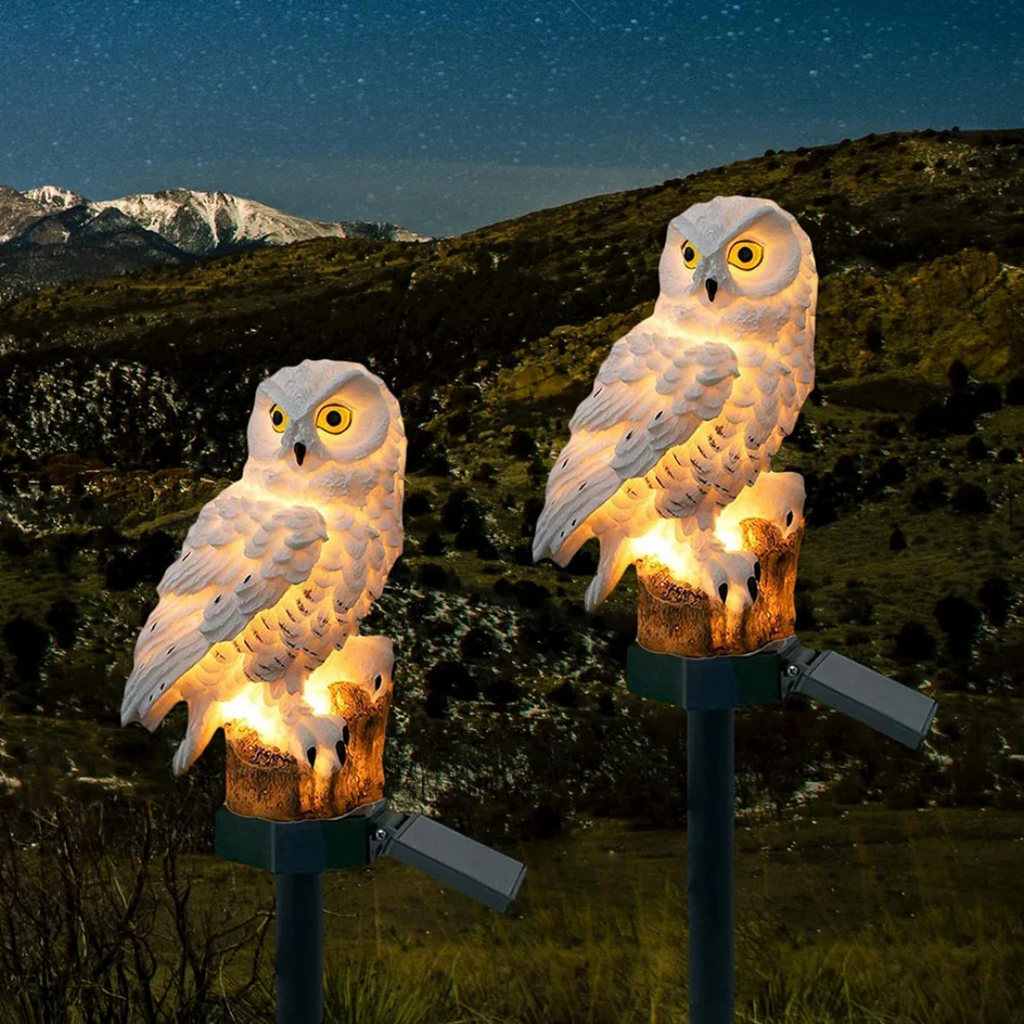 Solarna lampa ogrodowa sowa na palik do ścieżek