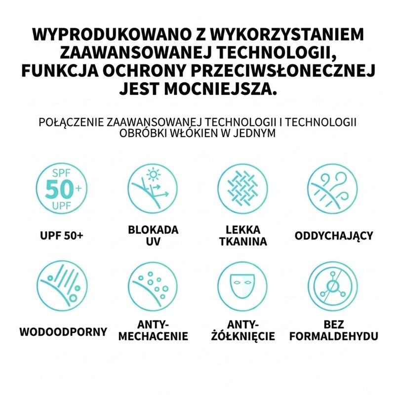Ultralekkia odzież z ochroną UV z wysokim kołnierzem i bocznymi kieszeniami