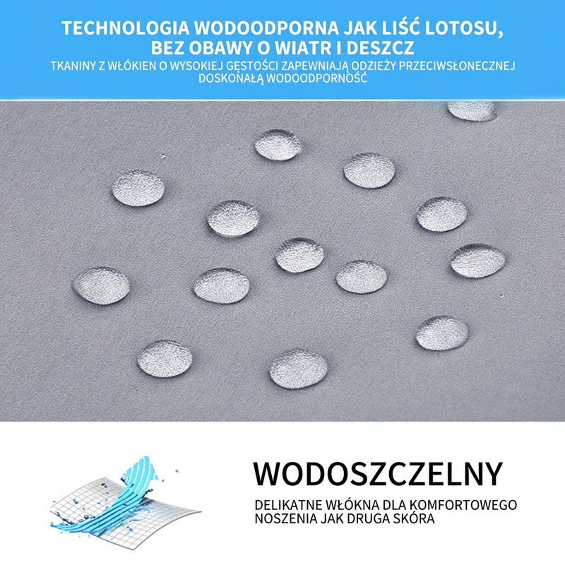 Ultralekkia odzież z ochroną UV z wysokim kołnierzem i bocznymi kieszeniami