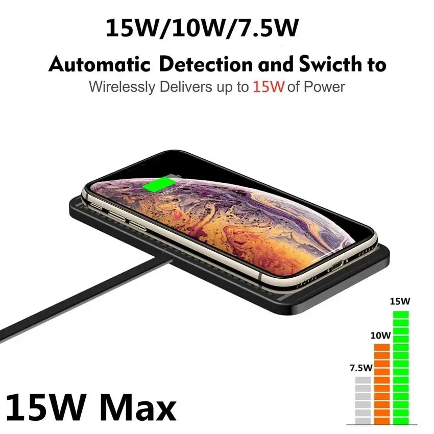 Voltigo – bezprzewodowa ładowarka 15 W, antypoślizgowa, ultra-smukła, kompatybilna z iPhone'em i Samsungiem