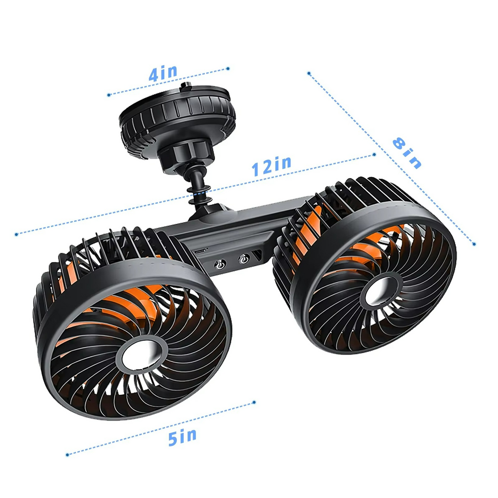 Wentylator samochodowy AeroBreeze bezprzewodowy z baterią 4000 mAh i 3 prędkościami
