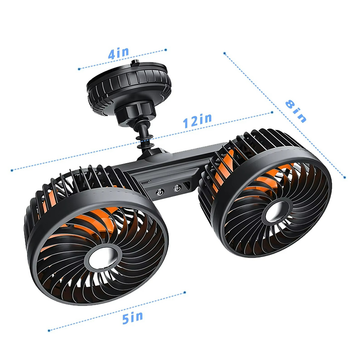 Wentylator samochodowy AeroBreeze bezprzewodowy z baterią 4000 mAh i 3 prędkościami