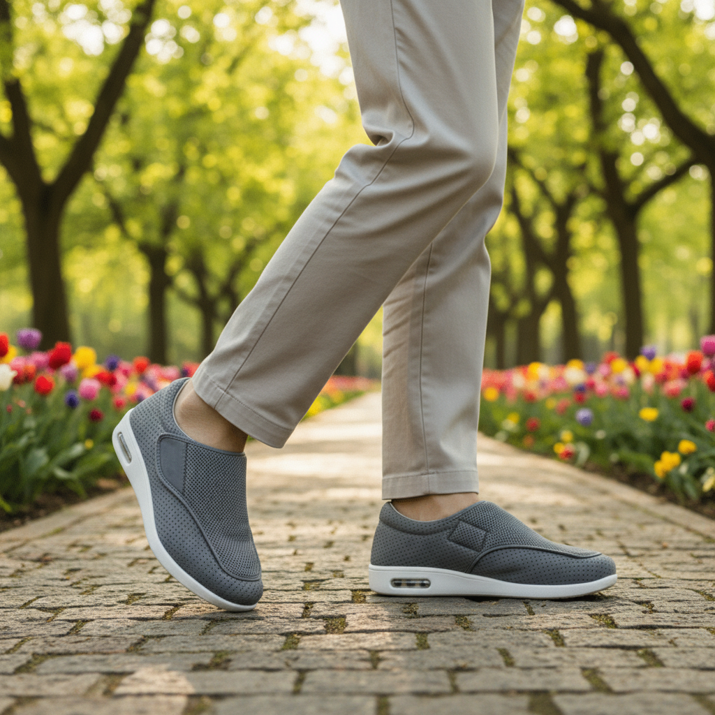 Wygodne buty ortopedyczne extra szerokie z przewiewną siateczką