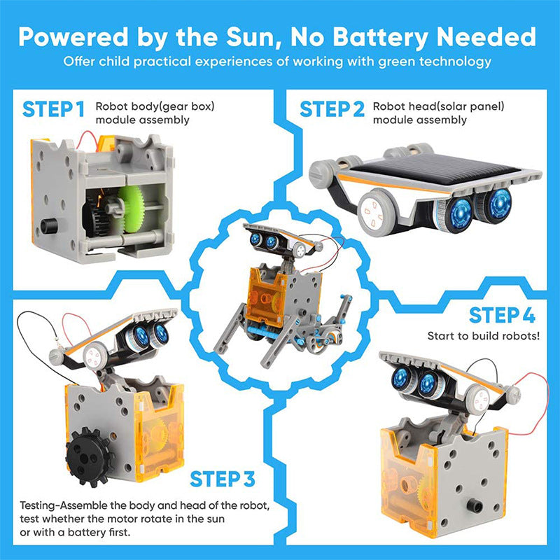 Zestaw solarny robot STEM dla dzieci – zabawka konstrukcyjna DIY 12 w 1 i 13 w 1