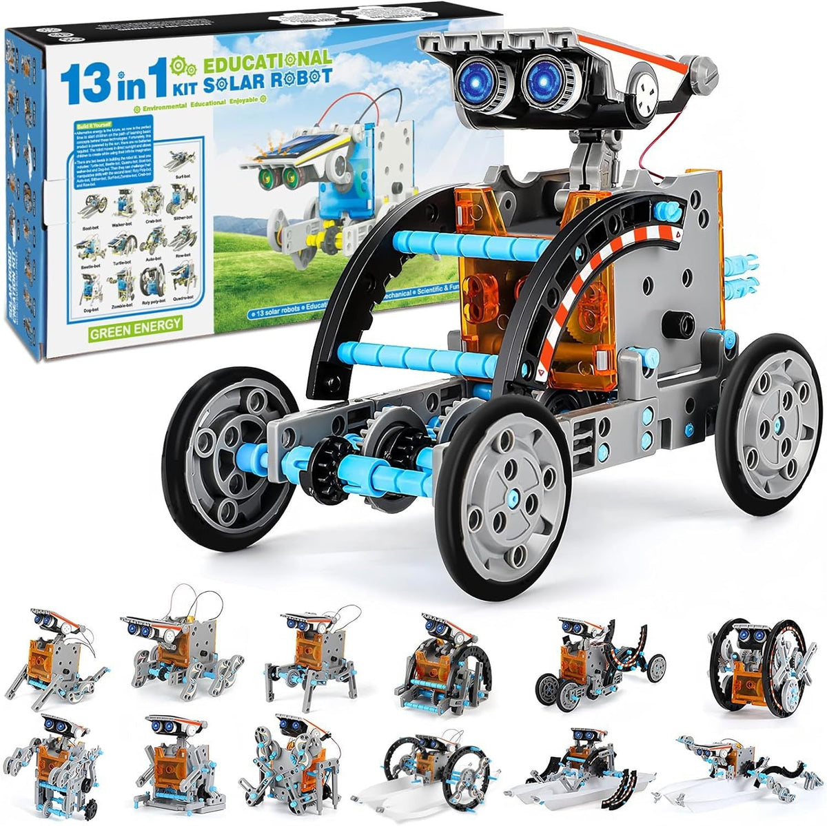 Zestaw solarny robot STEM dla dzieci – zabawka konstrukcyjna DIY 12 w 1 i 13 w 1