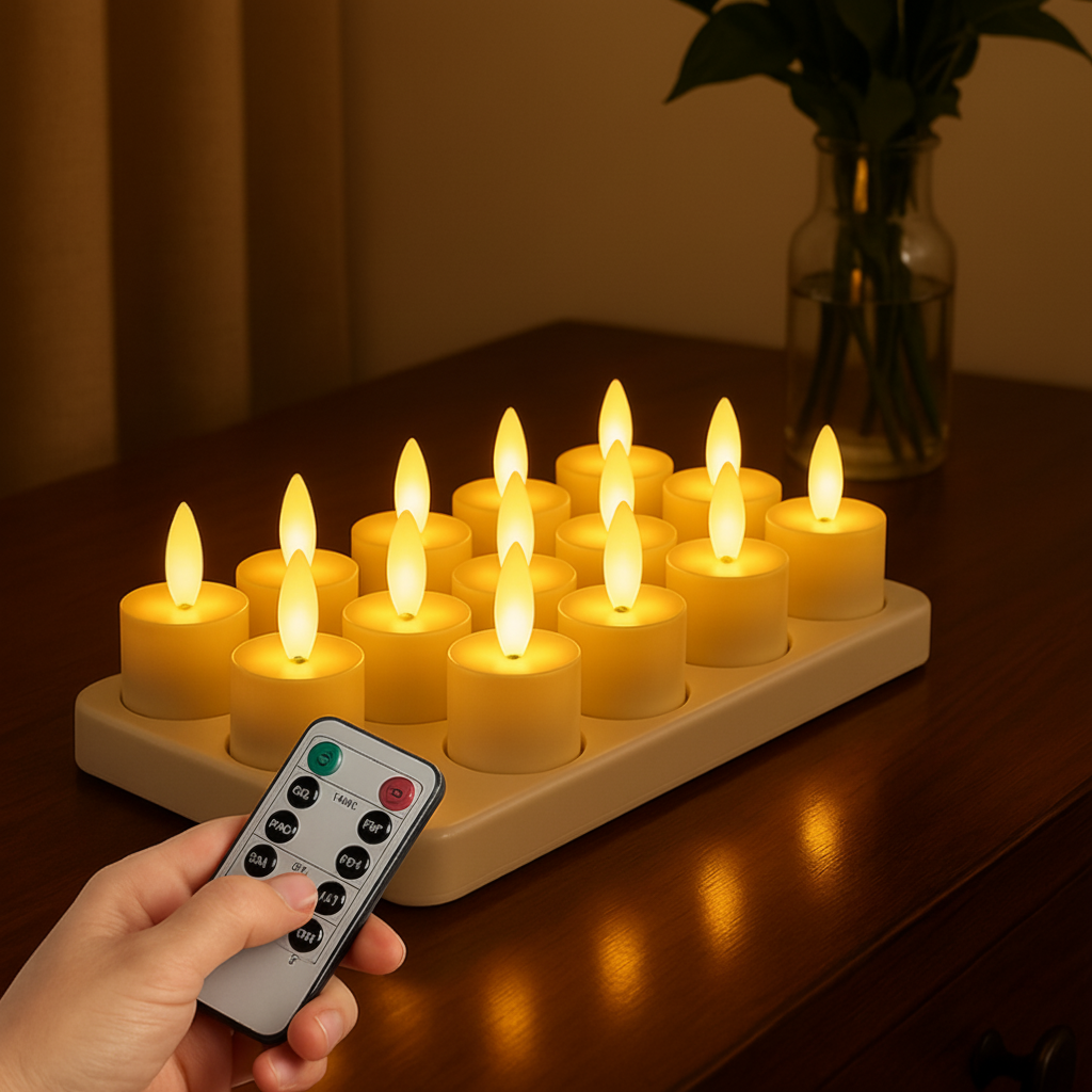 Zestaw świec LED na USB z pilotem i timerem
