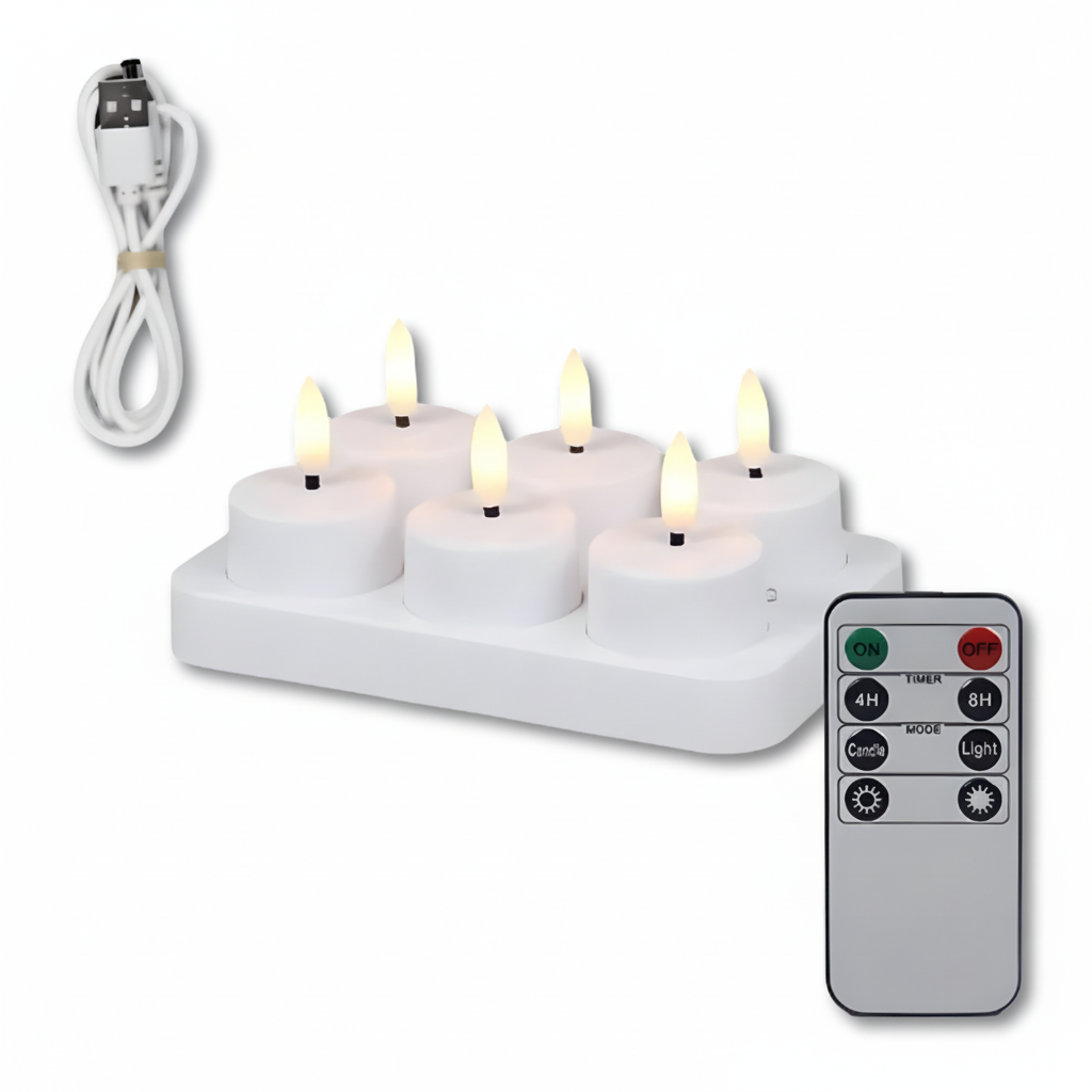 Zestaw świec LED na USB z pilotem i timerem