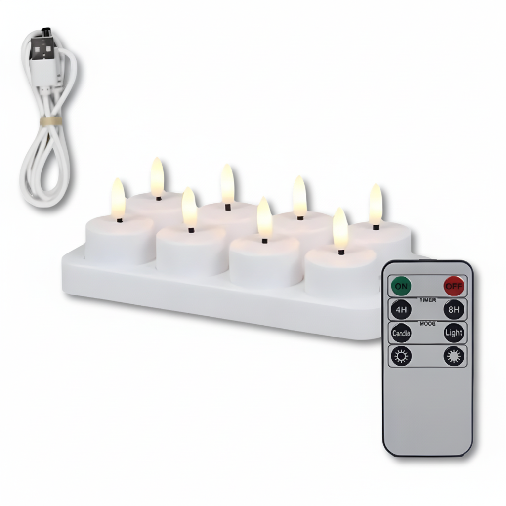 Zestaw świec LED na USB z pilotem i timerem