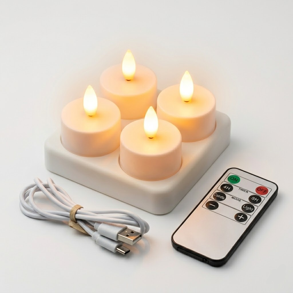 Zestaw świec LED na USB z pilotem i timerem