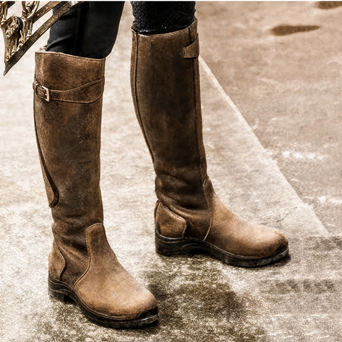 Zimowe wodoodporne buty jeździeckie ze skóry